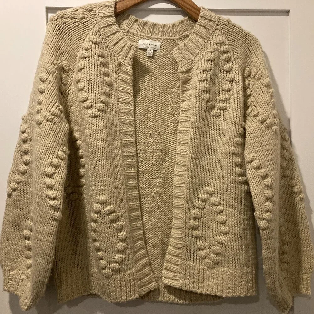 Lucky Brand | Cream Bauble Cardigan | Small - Picture 1 of 11